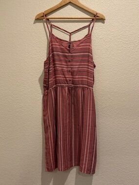 KUHL Womens Lucie Size Large Peony Striped Pink Sleeveless Mini Dress w/Pockets
